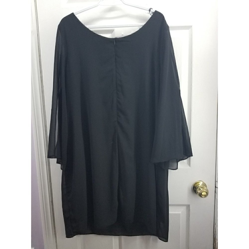 Teaberry Black Shift Dress With Peekaboo Sleeves And Metal Beading Size 14 - Picture 2 of 9